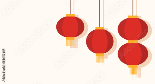Red Chinese Lanterns Hanging Background