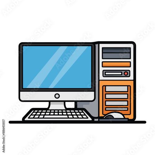 Desktop Computer with Monitor and Keyboard.