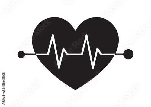 ECG Heartbeat Icon, Editable Solid Vector Illustration