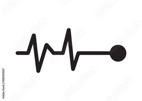 ECG Heartbeat Icon, Editable Solid Vector Illustration