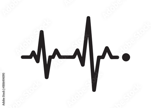 ECG Heartbeat Icon, Editable Solid Vector Illustration