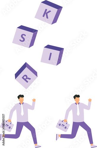 Risk averse and avoid or minimize risk, run away from uncertainty, fear or safety decision for investment, prefer security or stability concept, businessman investor run away from risk collapsing box.
