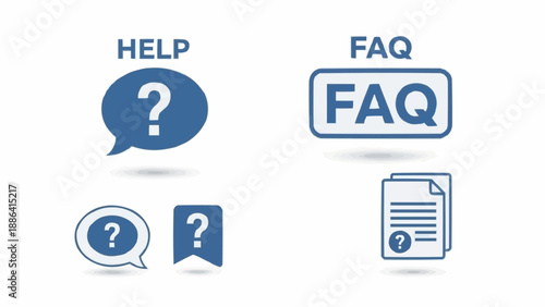Help and Frequently Asked Questions icons with question marks.