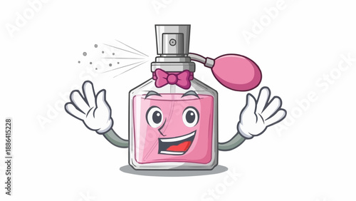 Happy Perfume Bottle Character Spraying Fragrance.