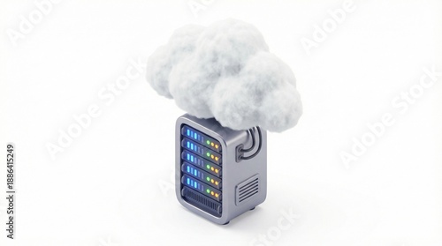 Plakat Cloud computing server with digital data storage concept