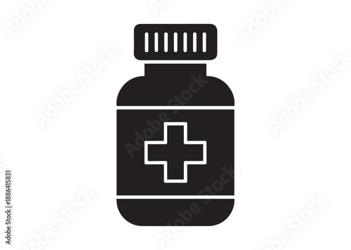 Medicine Bottle Icon, Editable Solid Vector Illustration