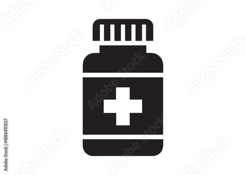 Medicine Bottle Icon, Editable Solid Vector Illustration