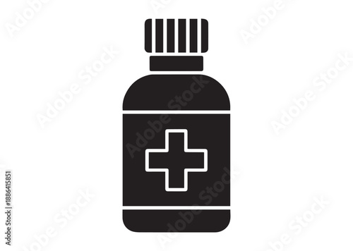 Medicine Bottle Icon, Editable Solid Vector Illustration