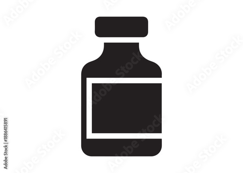 Medicine Bottle Icon, Editable Solid Vector Illustration