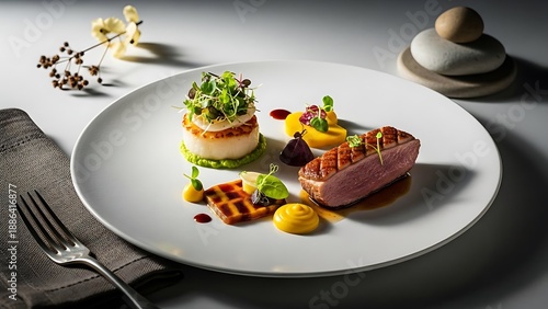 Wallpaper Mural Gourmet Duck Breast with Waffle and Puree. Torontodigital.ca