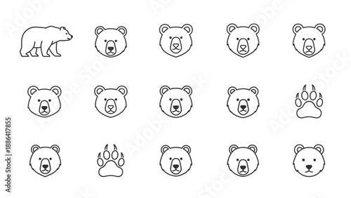 Collection of Bear Icons and Illustrations.