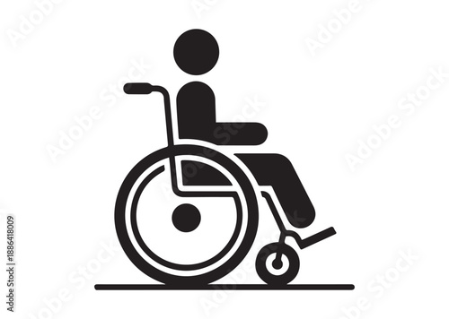 Wheelchair Icon, Editable Solid Vector Illustration