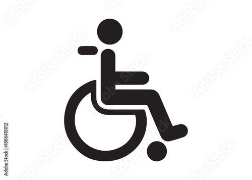 Wheelchair Icon, Editable Solid Vector Illustration