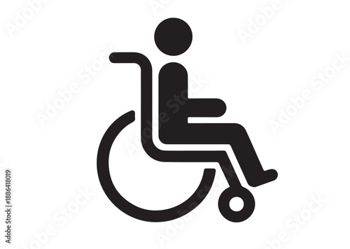 Wheelchair Icon, Editable Solid Vector Illustration