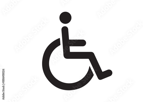 Wheelchair Icon, Editable Solid Vector Illustration