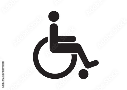 Wheelchair Icon, Editable Solid Vector Illustration