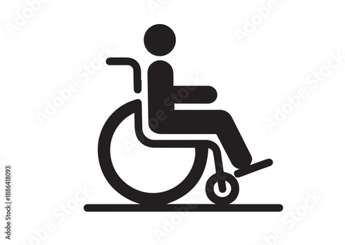 Wheelchair Icon, Editable Solid Vector Illustration