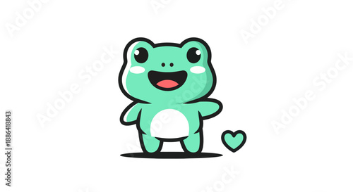 Cartoon frog illustration on white background