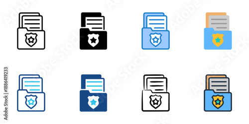 Case Files icons set multiple style collection. Editable stroke 
