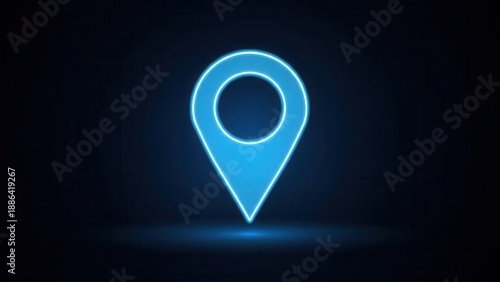 Free Download A vibrant glowing blue digital location pin marker symbolizing precise geographic targeting and - GFXLoad
