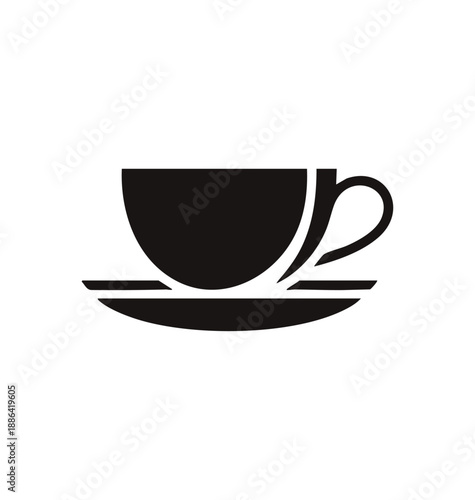 Simple tea or coffee cup icon vector logo on white background, hot beverage symbol for cafe, kitchen, and branding use