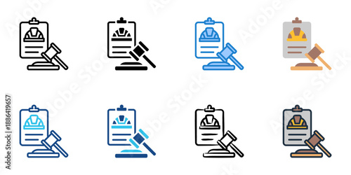 Labor Law icons set multiple style collection. Editable stroke 
