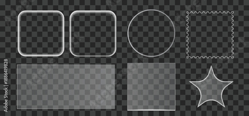 Set of Modern UI UX Transparent Glass morphism Interface Boxes Elements vector illustration