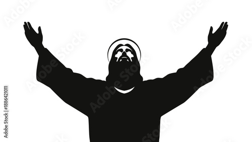 Silhouette of Jesus Christ with Open Arms.