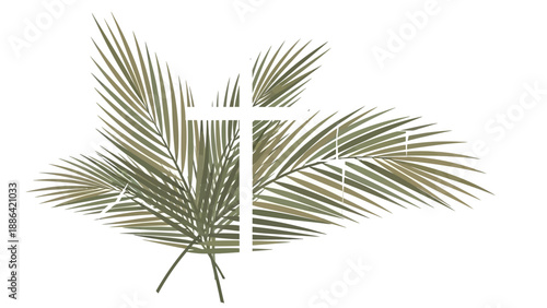 Palm Fronds with Christian Cross Symbol.