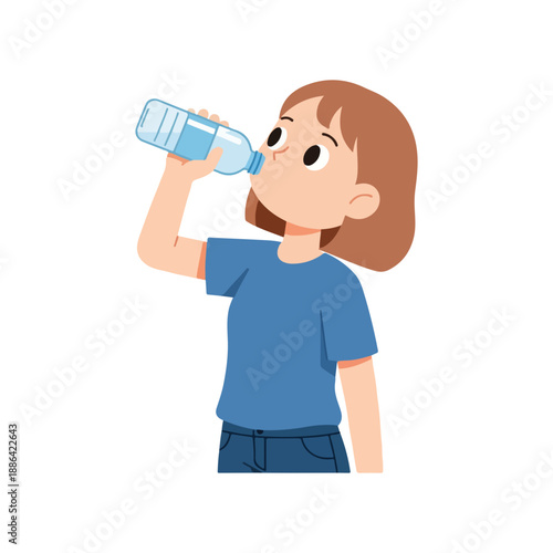 Young Woman Drinking Water Bottle Hydration Health Refreshment