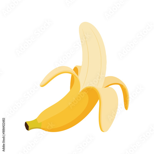 Peeled Banana Vector Illustration Ripe Tropical Fruit Snack Icon