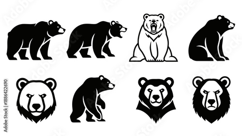 Collection of Bear Silhouettes and Illustrations.