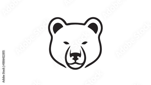 Minimalist Line Art Drawing of a Bear Head.