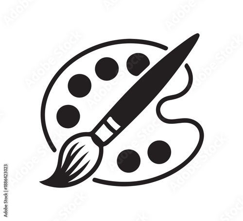 Paint palette with brush vector icon creative art design illustration painting school supplies hobby