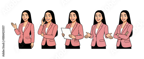 Professional Woman in Action: Business Communication Poses