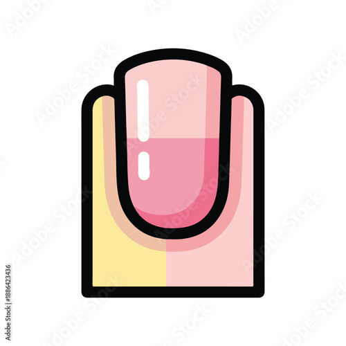 Fingernail with pink nail polish illustration.