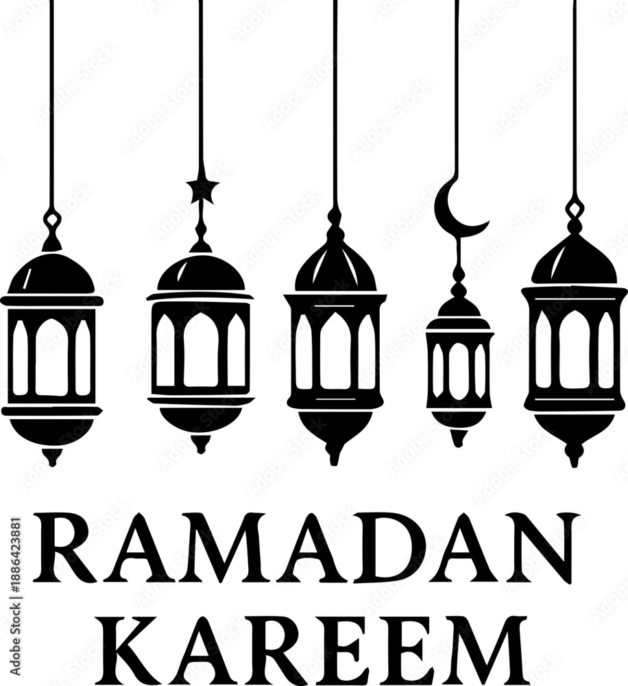 Obraz premium Islamic Hanging Lantern Silhouette Set