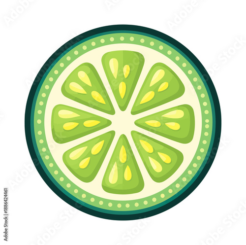 Graphic illustration of a lime slice depicting a vibrant cross section for refreshing drinks