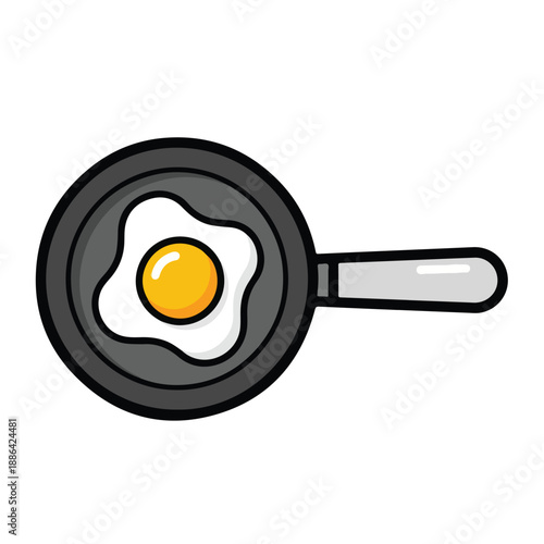 Fried Egg in Frying Pan Illustration.