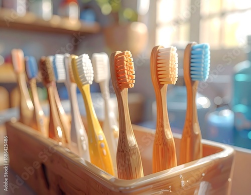 Wallpaper Mural Eco-Friendly Bamboo Toothbrushes - A Sustainable Dental Care Choice. Torontodigital.ca