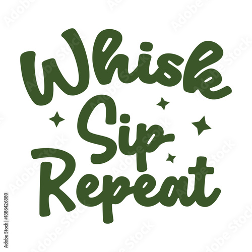 Whisk Sip Repeat  Matcha Quote T-Shirt Design