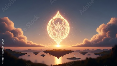 Wallpaper Mural Mystical Orb Ascending Over Serene Landscape at Sunrise. Torontodigital.ca