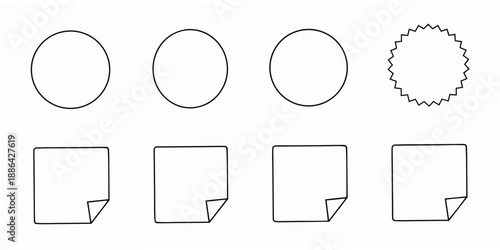 Simple geometric shapes circles ovals and rectangles with curled corners