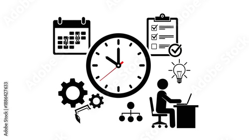 Time management and productivity icons for business planning.