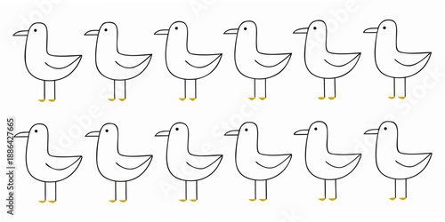 A collection of simple cartoon style ducks arranged in neat rows