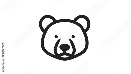 Simple Line Art Icon of a Bear Face.