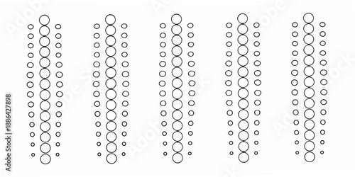 Five columns of circles with varying densities arranged vertically on a white background