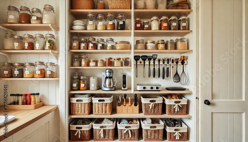 Wallpaper Mural Functional Pantry with Woven Baskets and Electric Kitchen Tools Torontodigital.ca
