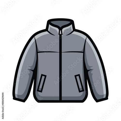 Gray Jacket with Zipper and Pockets.