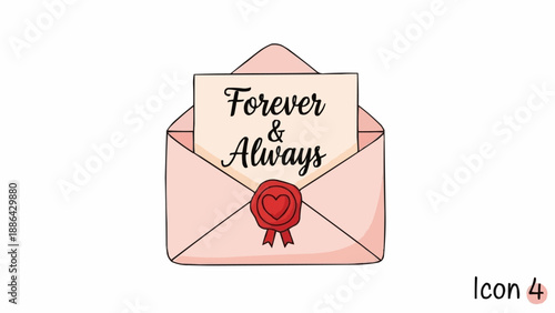 Pink Envelope with Letter Forever and Always Message.